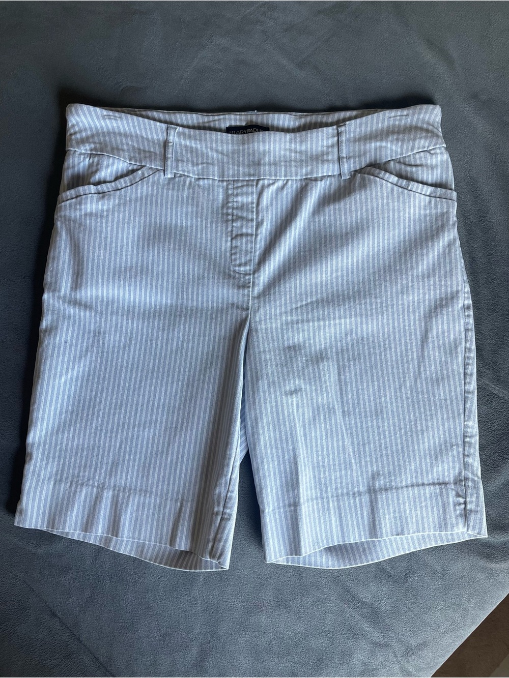 Hilary Radley Light Blue & White Pinstriped Bermuda Shorts
